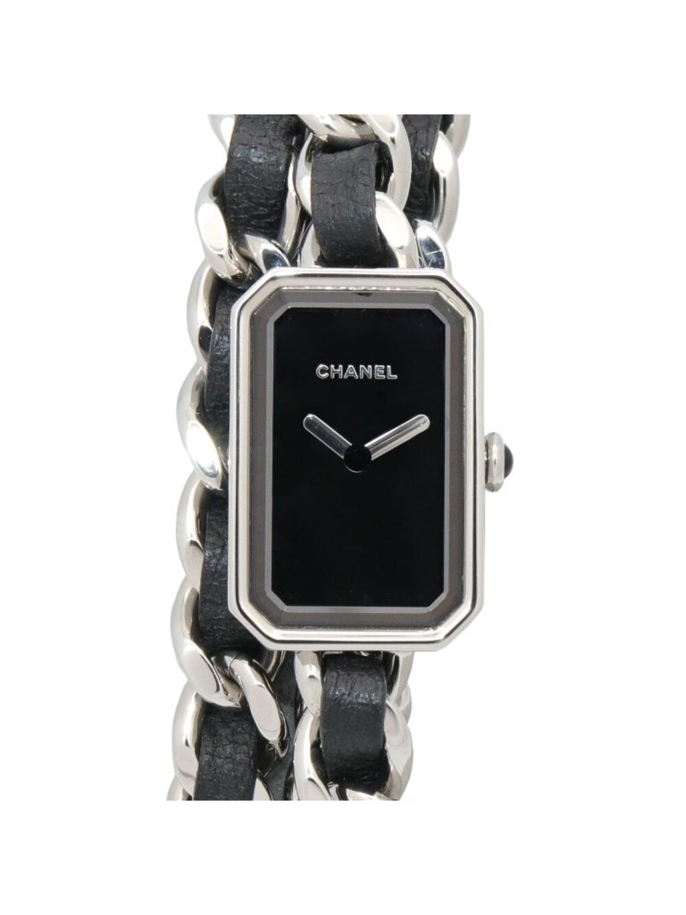 Chanel Watch Premiere Lock Triple Bracelet Black Stainless Steel Leather
